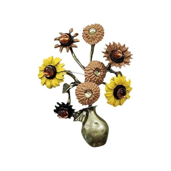 

Брошь в форме букета подсолнуха с блестящими стразами, булавка для цветка, костюма, значок с лацканами, аксессуары для одежды, свадебный подарок жёлтый