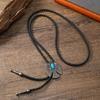 Men Bolo Tie Metal Eagle Bird Stone Cowboy Hat Western Necklace Costume Accessory