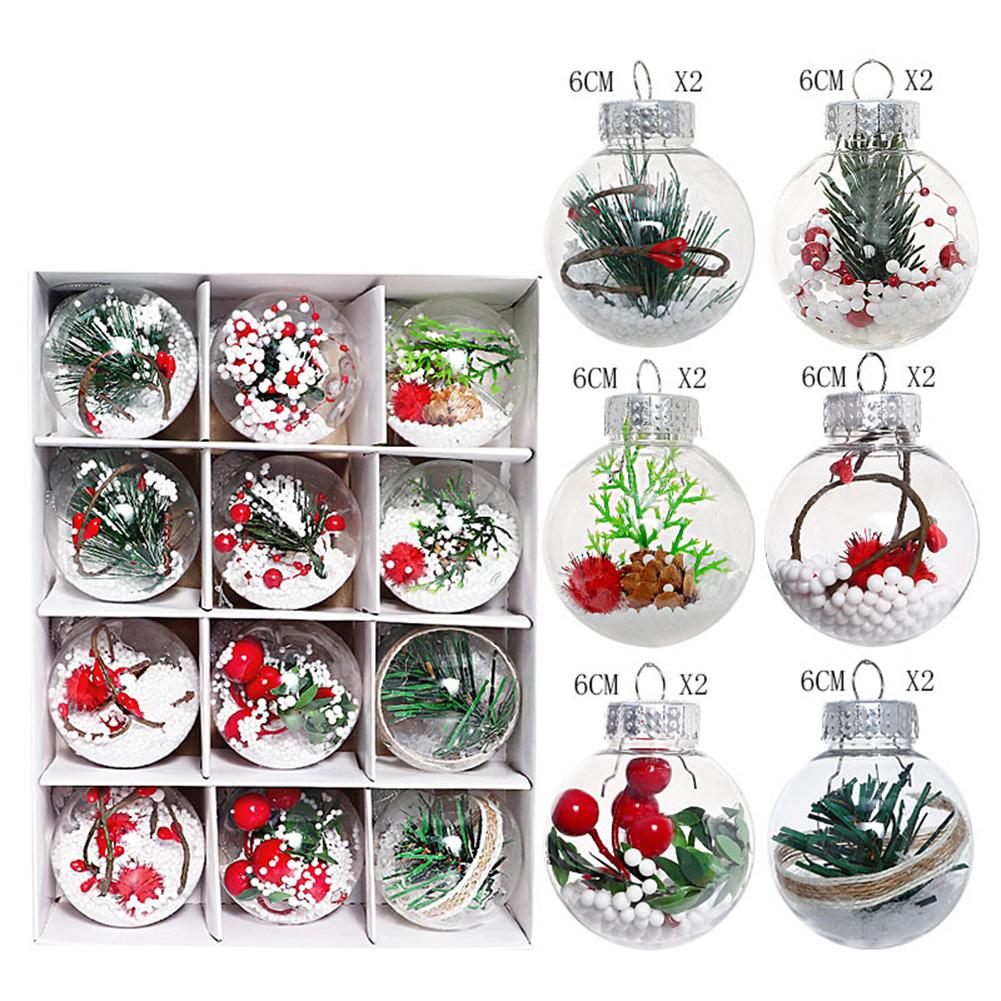 12Pcs Christmas Transparent Ball Ornament Shatterproof Decorative Ball Pendant for Home Xmas Tree Decoration