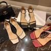 Summer New Fashionable and Simple One-word Buckle High-heeled Sandals Stiletto Women's Shoes Elegant