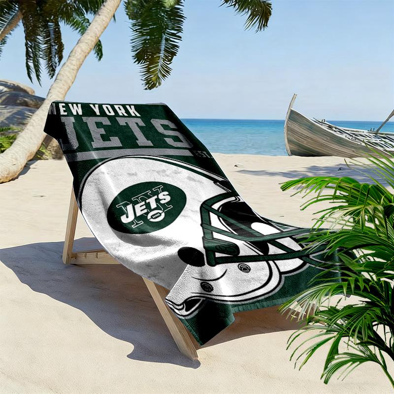 New York Jets Print Beach Towel, Large Soft Quick Dry Towel for Beach Camping Swimming