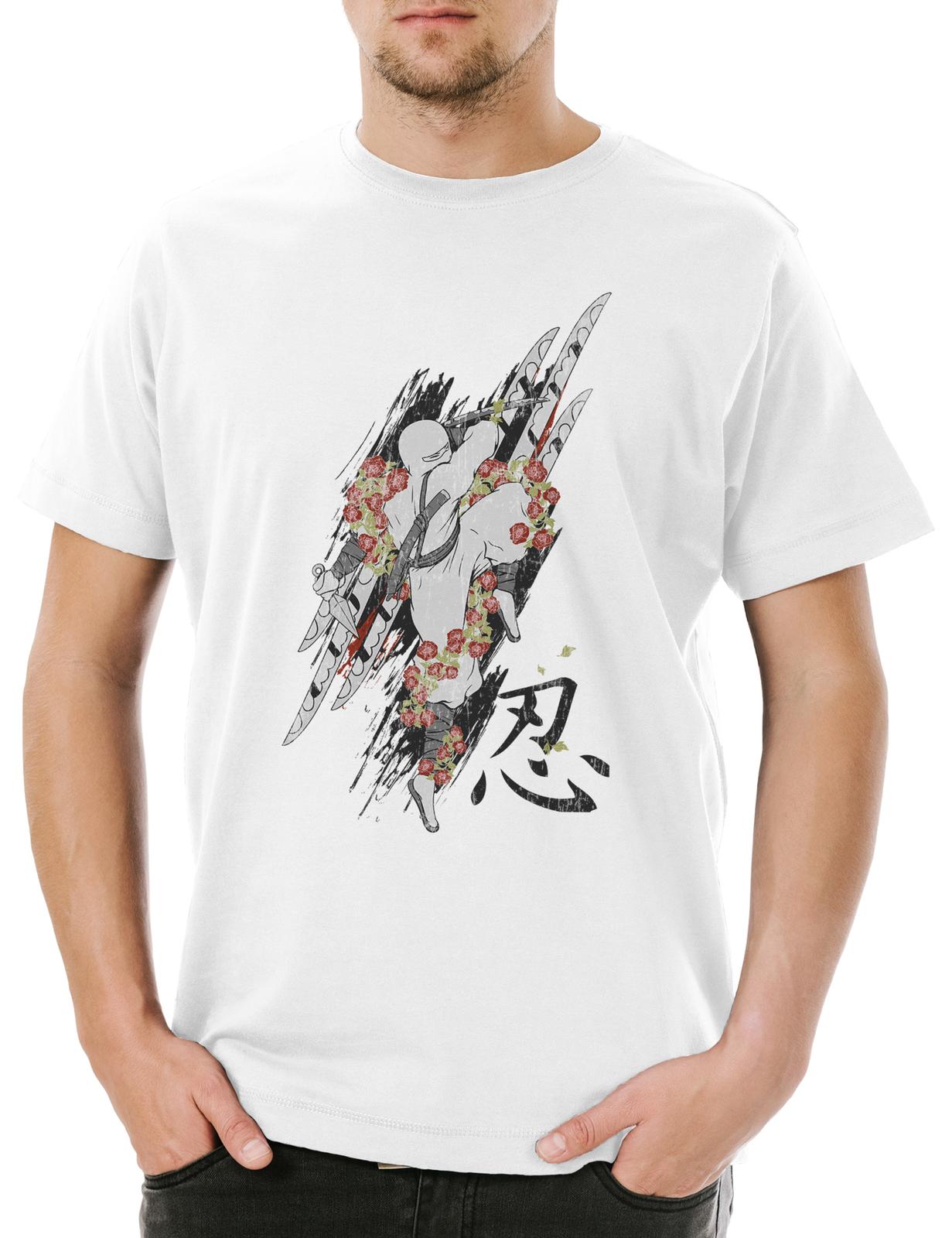 White Ninja Men s T-Shirt Mens Womens Tees Top Samurai Bushido Banzai Warrior Armor Helmet Sword XL