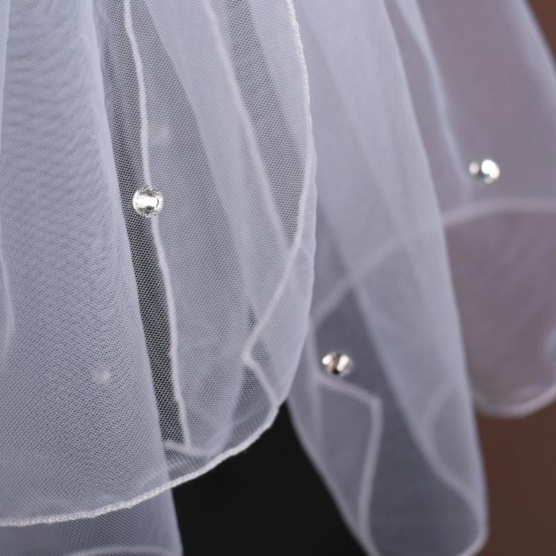Seethrough Sheer Bridal Veils with Rhinestones Decors for Outdoor and Indoor Event Bride Shawl Wrap for Wedding Dresses