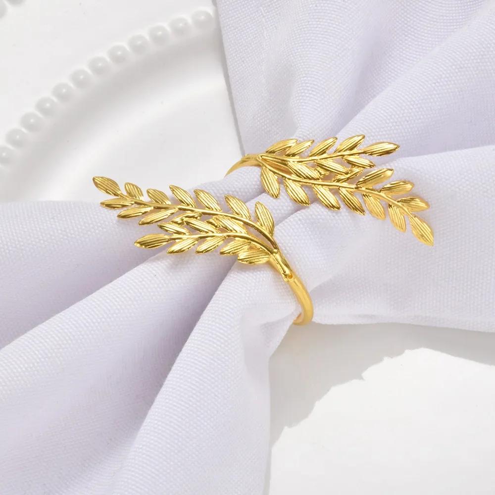 156Pcs Gold Leaf Napkin Rings Fall Napkin Holder for Christmas Thanksgiving Wedding Dinnig Table Decoration