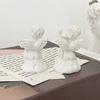 2 Pcs Mini Cupid Figurine Small Resin Cherubs Playing Musical Instrument