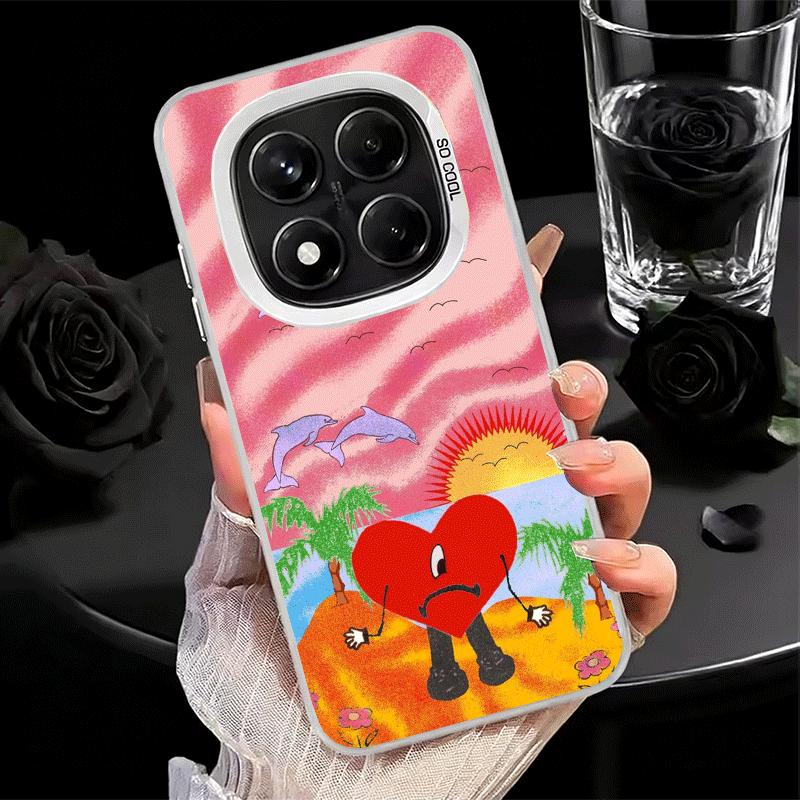 Bad Bunny Heart Shockproof Phone Case for Xiaomi Redmi Note 15 14 13 12 Pro Plus 11 11S 11T 5G Cover Anti Fall Fundas