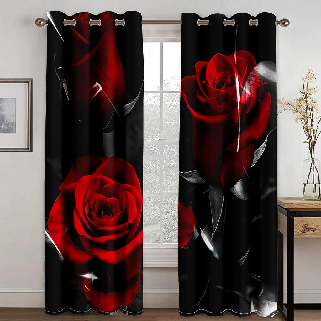 Vintage Floral Fashion Print Curtains, Rod Pocket Curtains, Bedroom, Study, Living Room Decorative Curtains, Can Be Customized