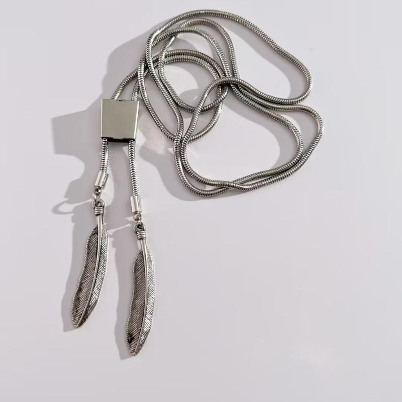Punk Bolo Tie Cowboy Feathers Feathers Necktie Necklace Semi-finished Accessory