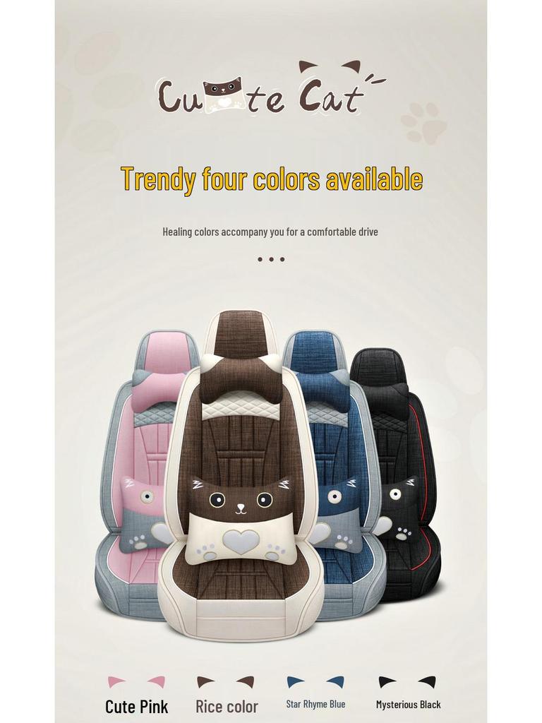 Universelles Leinen-Autositzkissen für Corolla, Civic, Sylphy & mehr - Vier Jahreszeiten