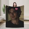 Damon Salvatore The Vampire Diaries Flannel Blanket Winter Super Warm Bedding Throws for Girls Boys Outdoor Bedspread Bed Cover