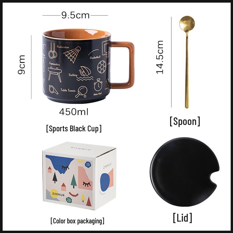 Yudefeng Large Capacity Black Ceramic Car Mug with Lid