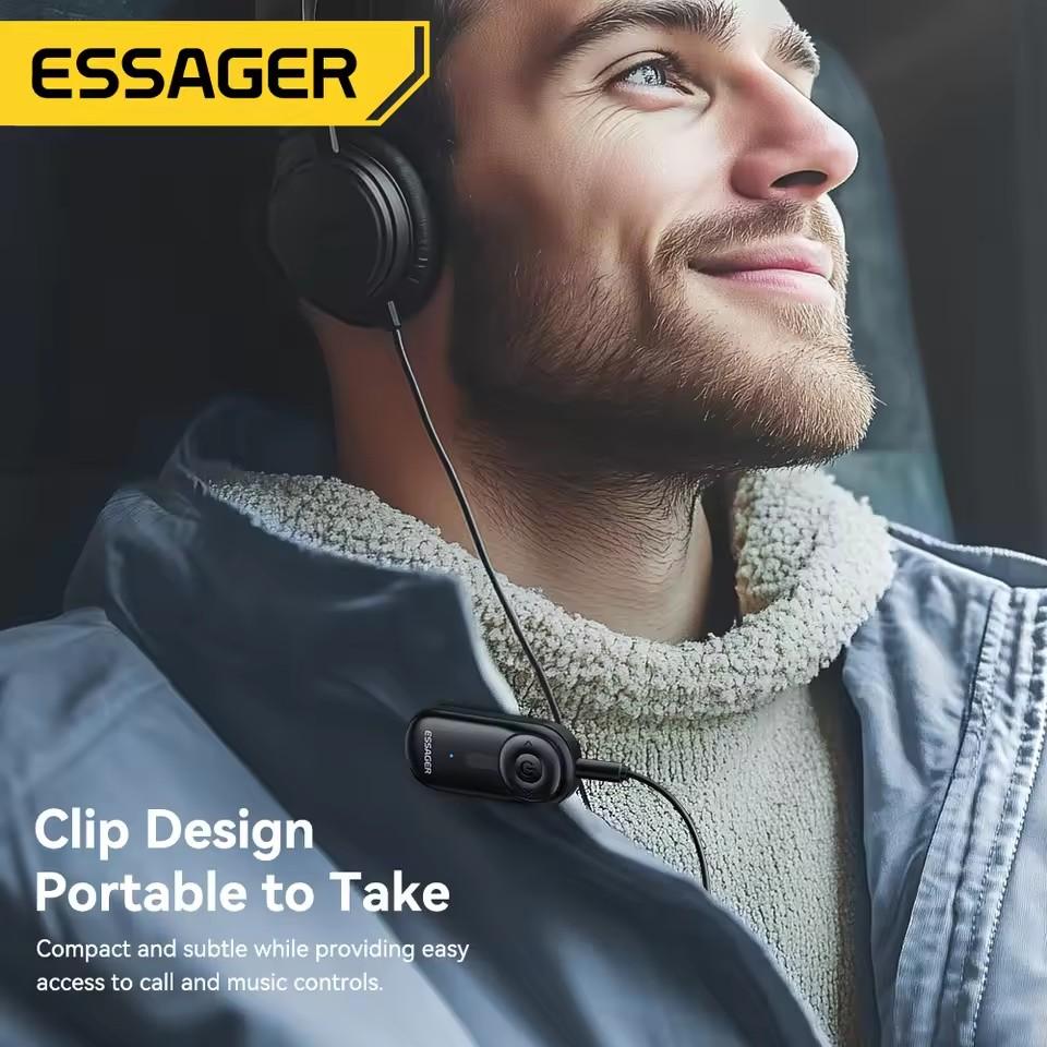 Essager Bluetooth 5.3 Adapter 3.5mm AUX Jacks For Audio Music Receiver Car Speakers Headset Tablet Laptop Bluetooth Car Receiver