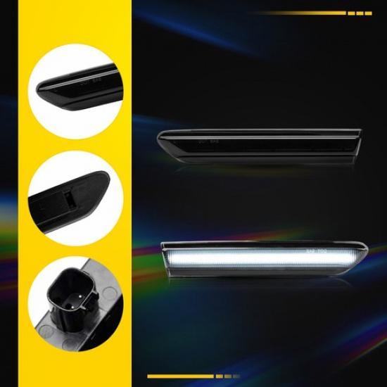 2X For 2004-2008 Acura TL Front White LED Side Marker Lights Smoked Lens EOOK