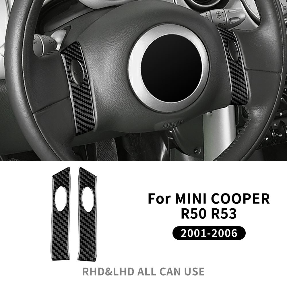 For Mini Cooper Hatch One R50 R53 2001-2006 Steering Wheel Button Sticker Strip Soft Carbon Fiber Car Interior Panel Cover Decal