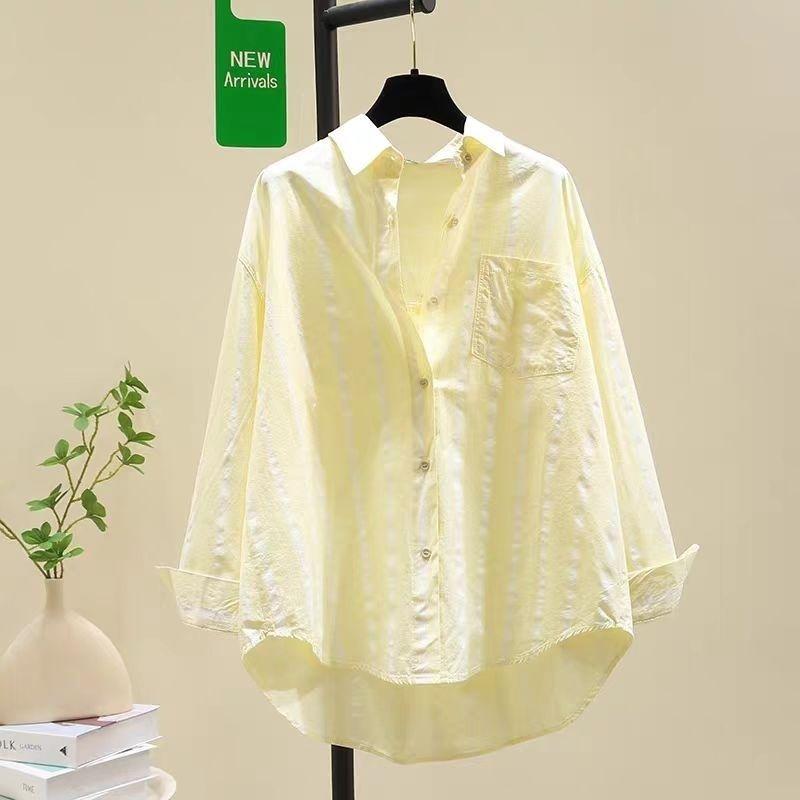 Maglia a righe a maniche lunghe alla moda, versatile, ampia, casual, cardigan top per donna