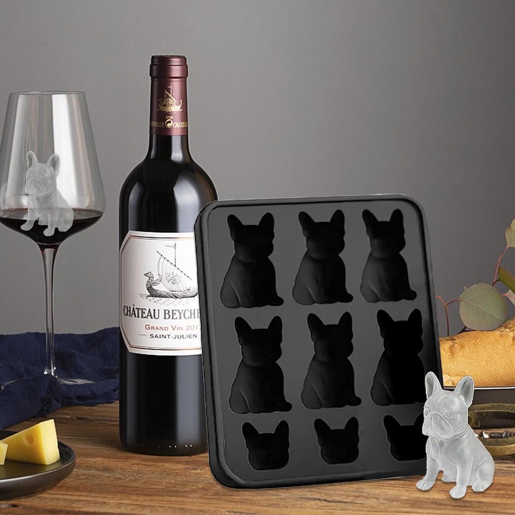 Eisform Silikon Neuheit Französische Bulldogge Eisform 9 Fächer Antihaft Lebensmittelqualität Whiskey Eiswürfelform Bruchfest Küchenhelfer