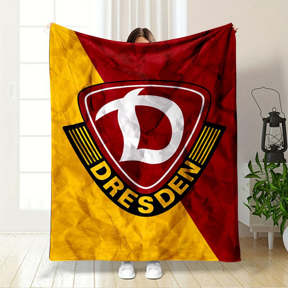 Rote und Gelbe Dresden Logo Decke für alle Jahreszeiten Decke Mittagspause Überwurf Geschenk