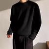 Men's Solid Color Korean Style Round Neck Knitted Sweater - Trendy Loose Fit for Autumn and Winter