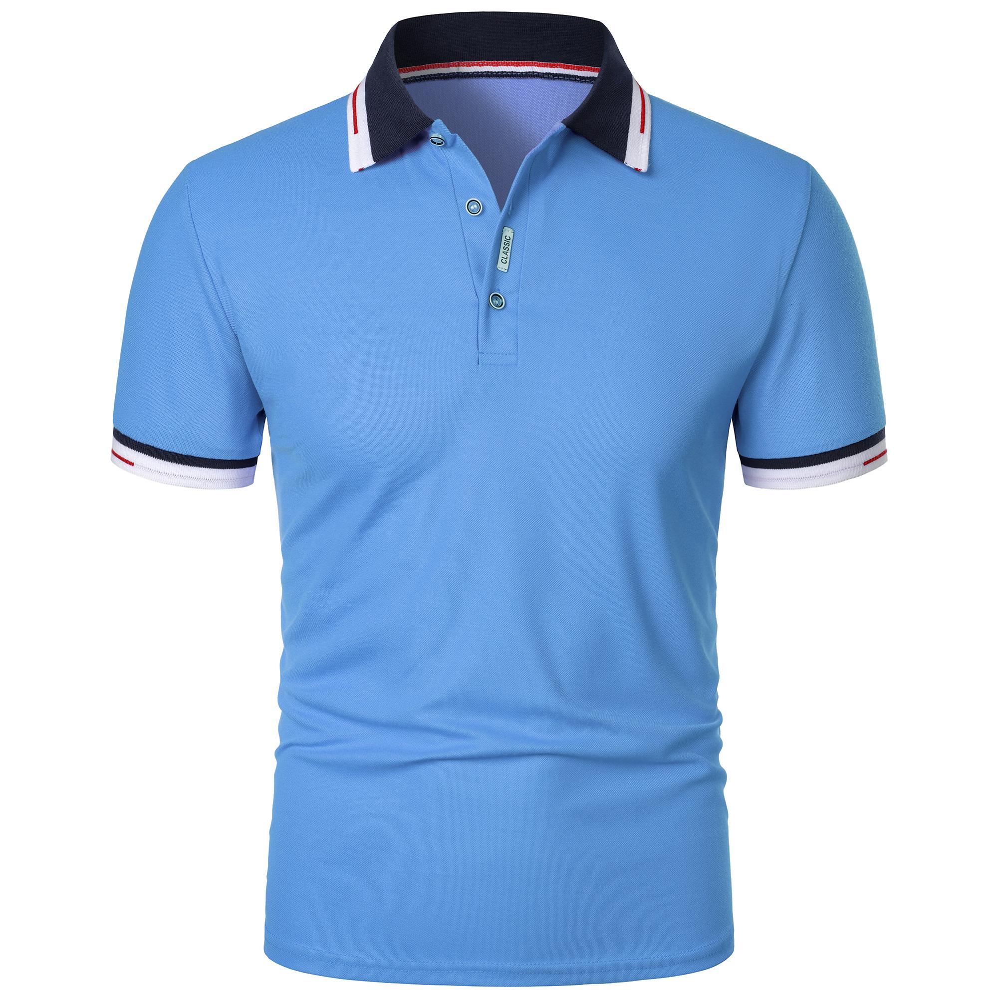 

Men s New Polo Shirt T-shirt Summer Men s Short-sleeved Intercolored Lapel M средний синий