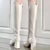 Fashion Winter 2024 Ladies Knee High Shaft Shoes Pointed Toe Solid Color Large Size Warm Footwear Chic and Elegant Pu Women's Long Boots