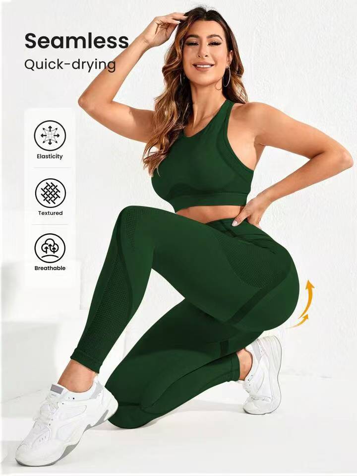 JYL Hollow Back Pants Set Striped Slim Soft Yoga Fitness Outfit