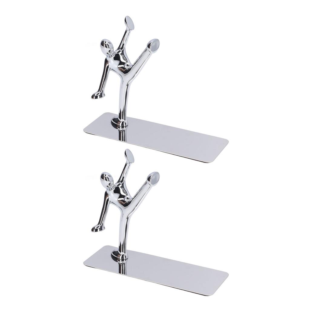 2Pcs Metal Book Ends Unique Men Design Simple Fashionable Decorative Bookends for Home Office Bar
