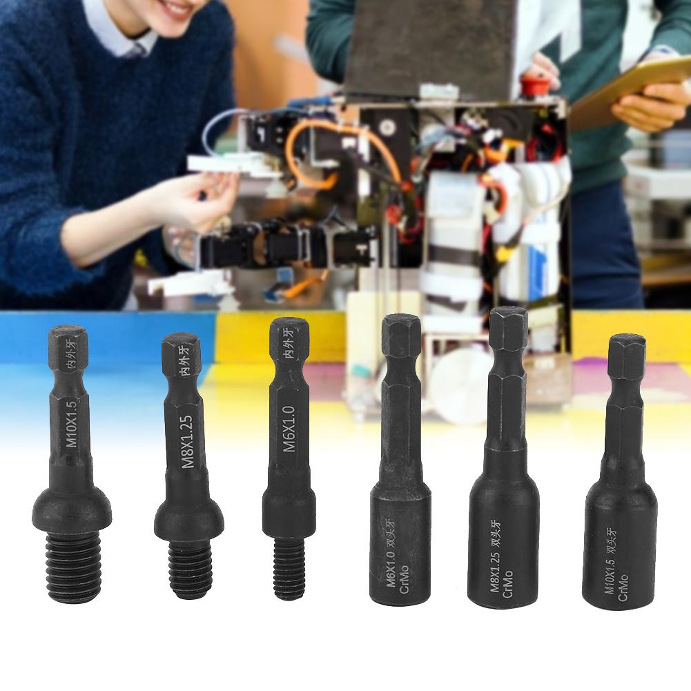 6 SZT. Nasadka do wkrętarki pneumatycznej trzpień 1/4 cala do śrub i nakrętek dwustronnych wewnętrznych i zewnętrznych