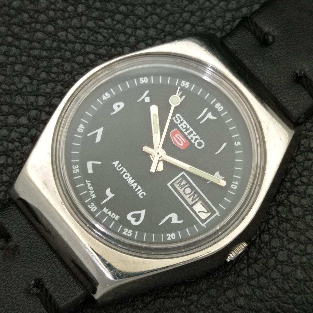 AUTOMATIC 6309A VINTAGE SEIKO 5 JAPAN MENS ARABIC BLACK DIAL WATCH a701437-5 R206b-a701437