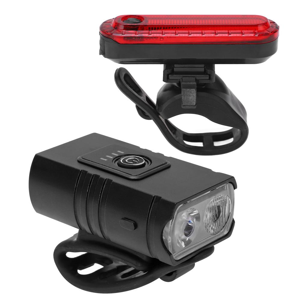 USB Rechargeable Bike Light Set Super Bright Front Headlight and Rear Taillights USB Charging Bike Light with Aluminum