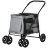 Dog Trolley incl. Cushion, 3 Side Pockets, Foldable, Dog Stroller, 102 cm x 62 cm x 105 cm, Grey