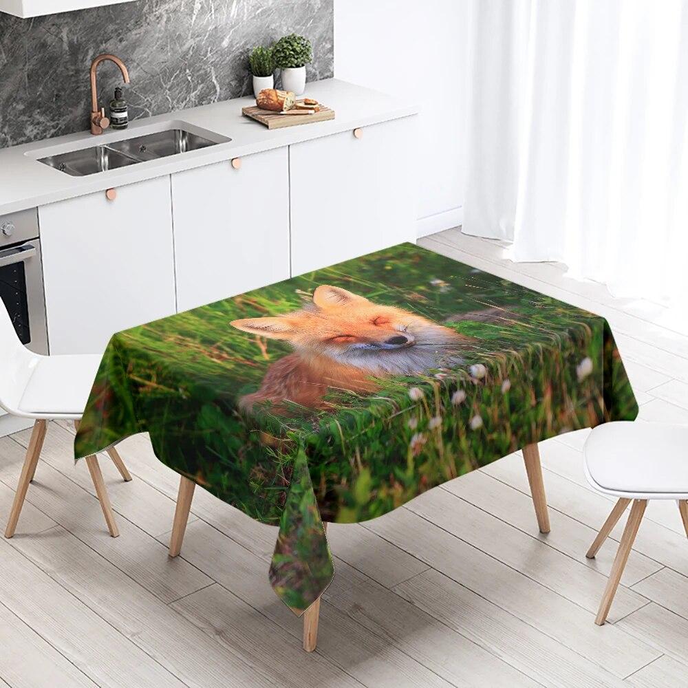 Cute Fox Tablecloth Party Restaurant Table Decoration Waterproof Rectangular  Kawaii New Home Kitchen
