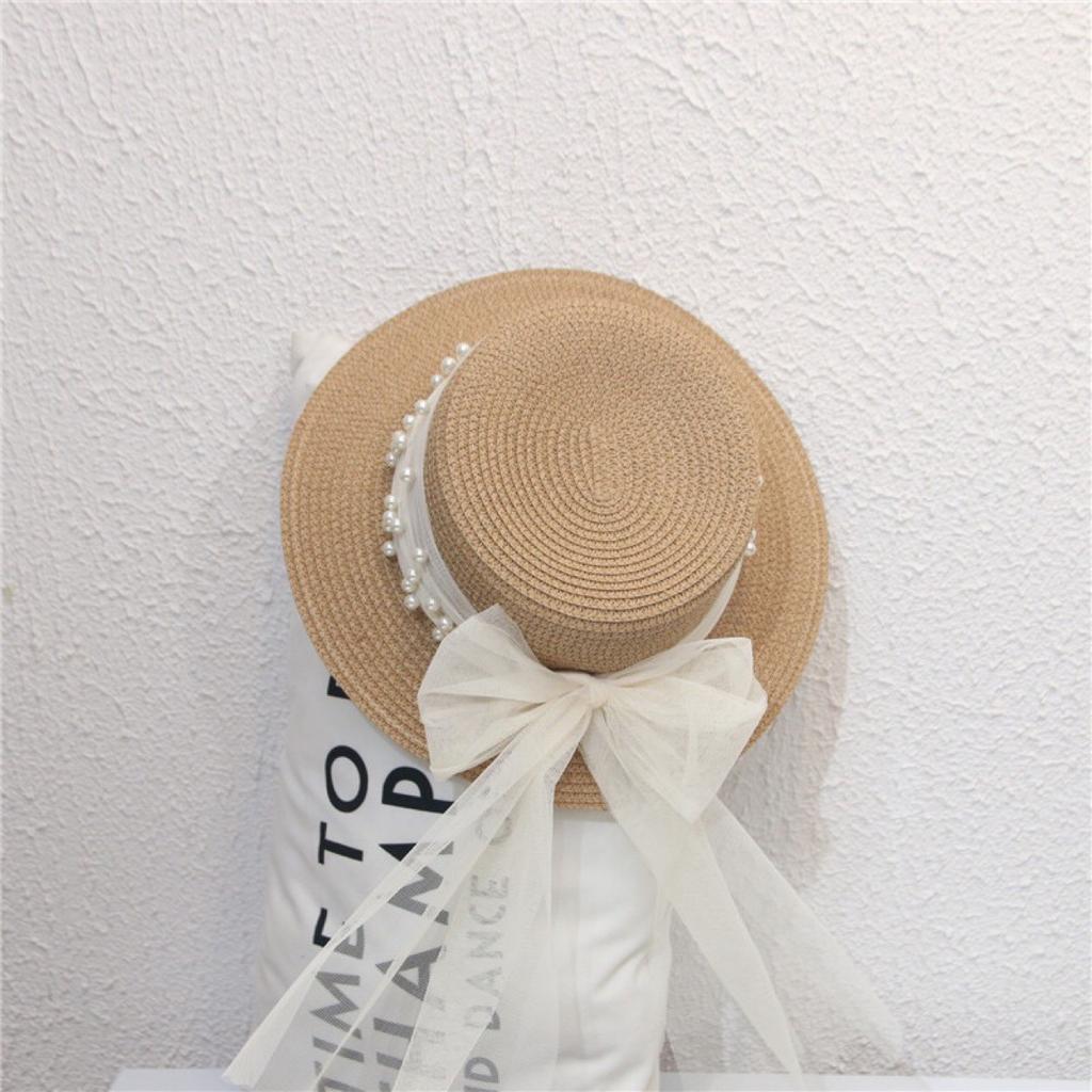 Lace Bow Big Brim Straw Hat Spring and Summer New Sunscreen Beach Sun Hat Fresh and Sweet Bucket Hat