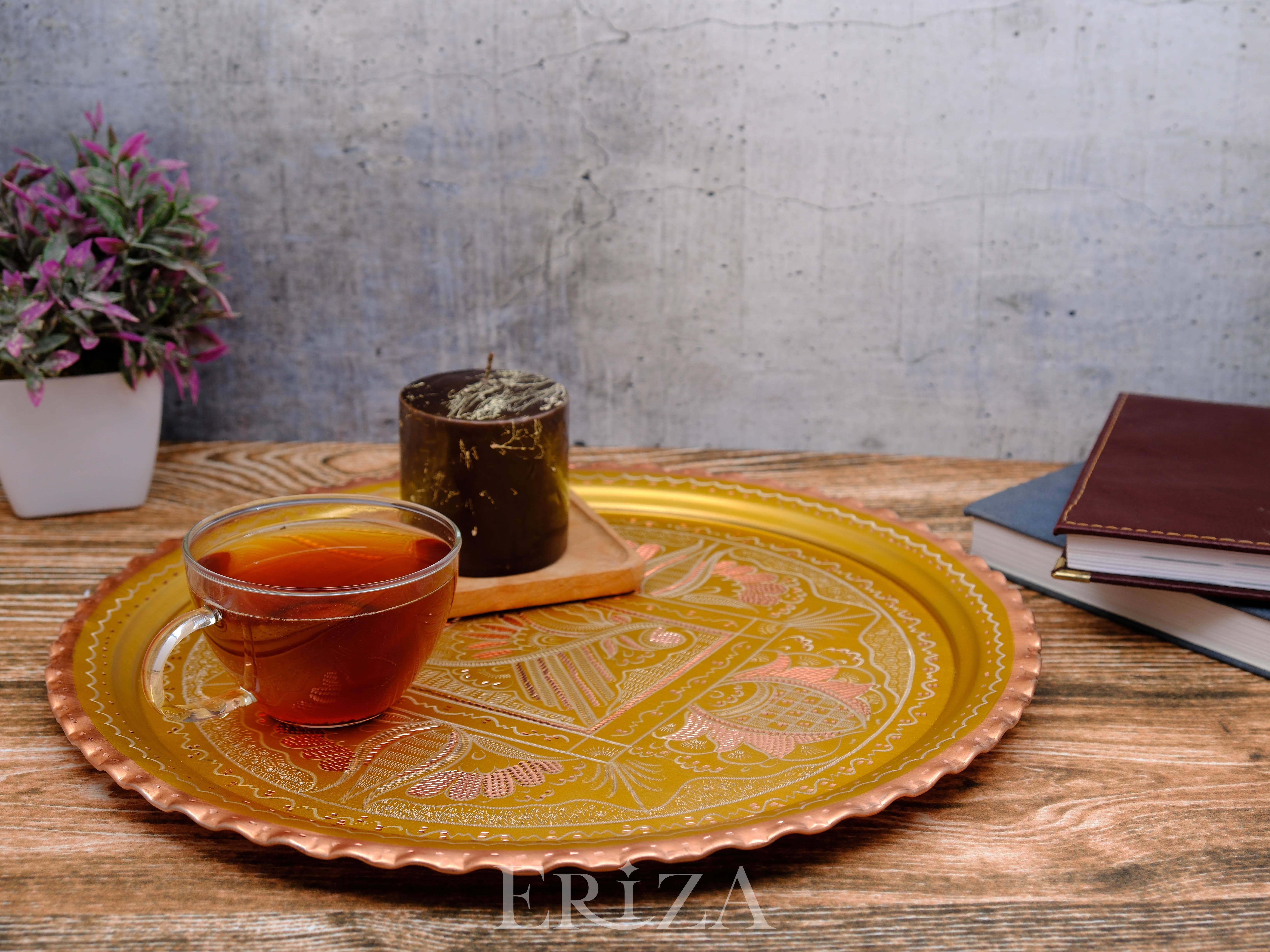 

Large Copper Round Serving Tray 40 cm NO1 золотий