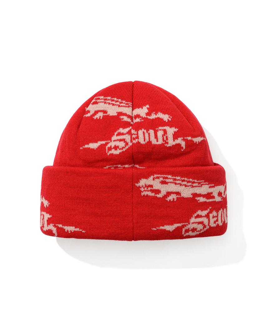 Bieseulaebis Rabbit Pattern Beanie Red