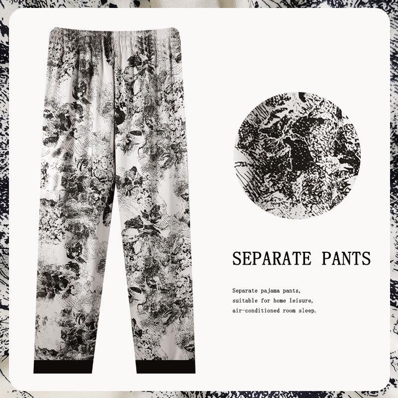 Spring/Summer Retro Floral Print Pajama Pants - Women's Korean Style, Suitable for Casual Wear, Loose Fit, Ideal for Spring and Autumn.