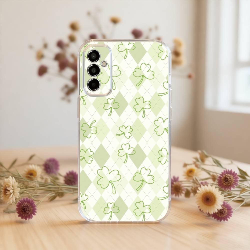 

Summer Green Lucky Four-Leaf Clover.jpg Phone Case Transparent Silicone Soft For SamsungA10,12,20,21S,30,31,40,50,51,52,70,71 Samsung a514g