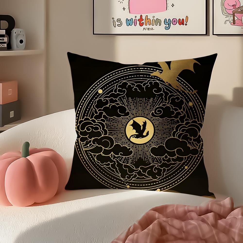 Epic Fantasy Fictional FFourth WWing Dragon Cushion Cover Pillowcase Short Plush Invisible Zipper Room Sofa Cushion Cover