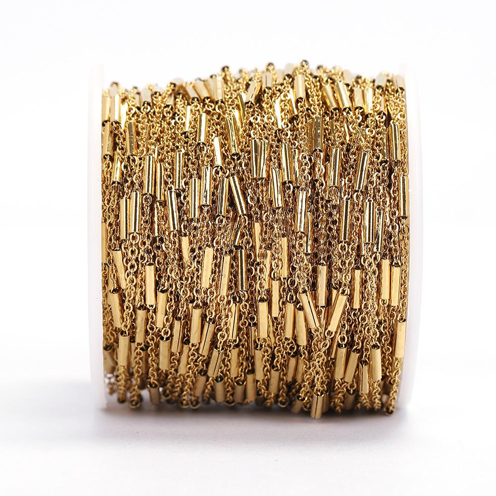 10meters/roll Tube Gold Stainless Steel Chain Necklace Chain Accessories for Bracelets Jewelry Making Components Handmade DIY