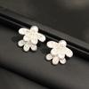 New Chinese lace half fan butterfly double pearl flower stud earrings femininity exquisite high-end earrings earrings