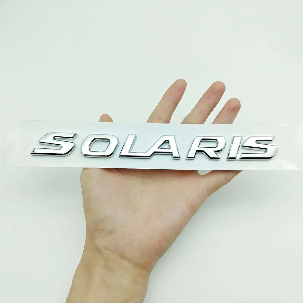 1PC 3D Metal SOLARIS Letters Logo Badge Sticker Car Rear Trunk Emblem Decal for All Cars