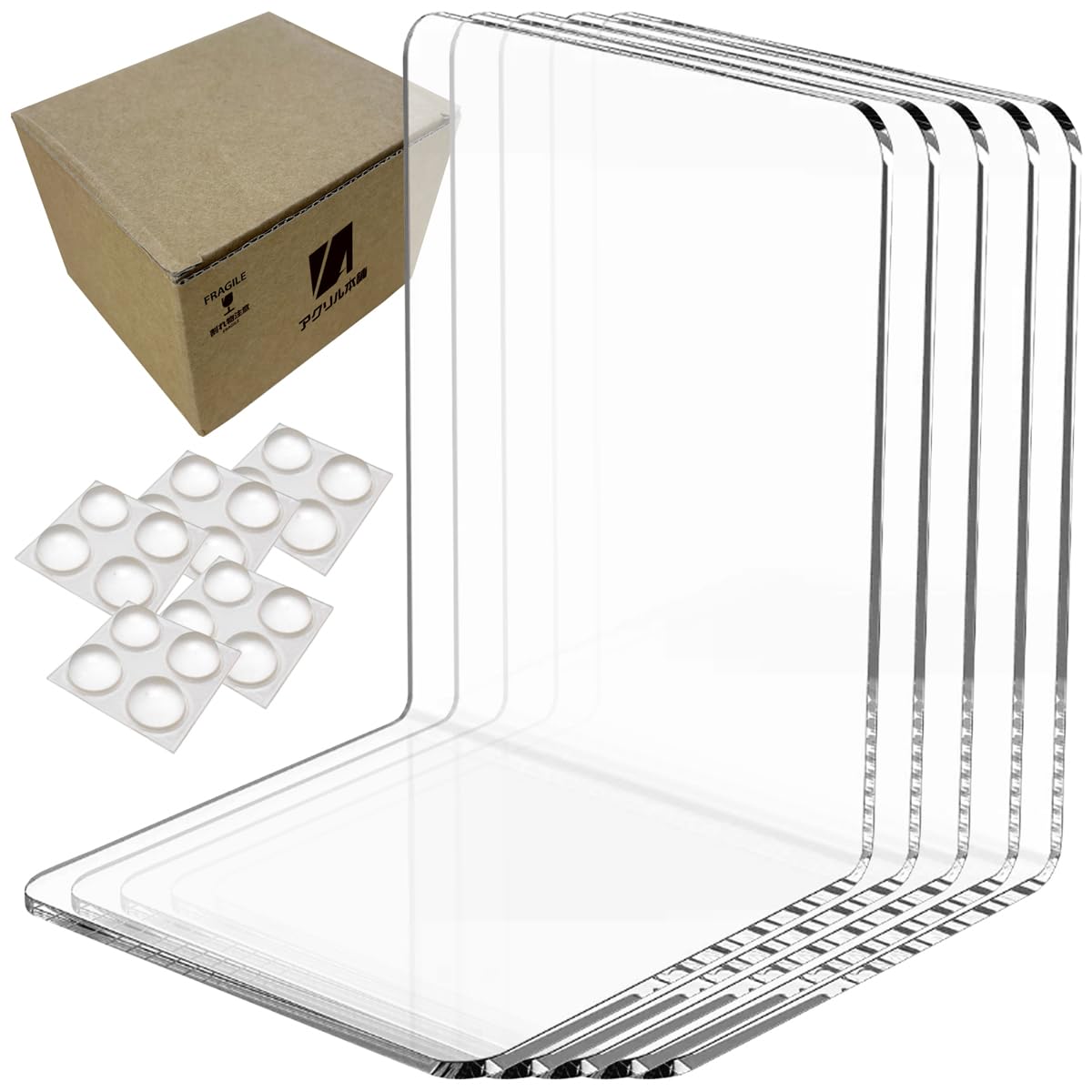 

Acrylic Honpo Bookends, Clear Acrylic Book Stands, Stylish Desktop Document and File Dividers, L-Shaped (5.10 x 10 x 13cm)