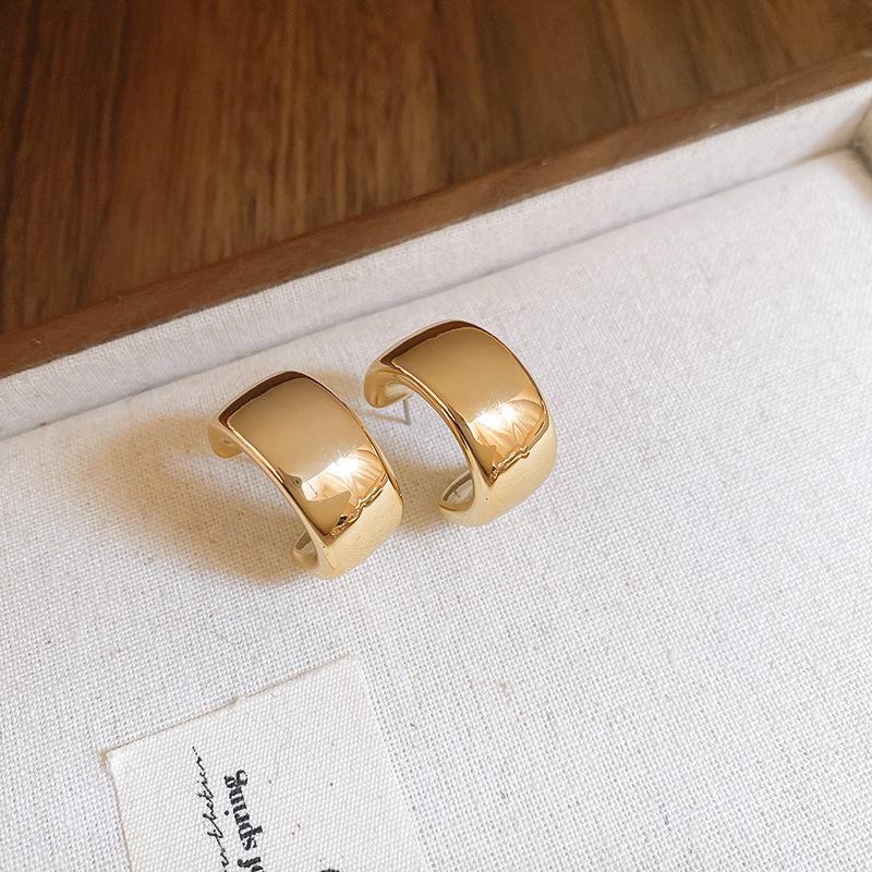 Cross-border Metal Water Drop C-Shaped Earrings for Women - Niche Style, Versatile, Fashionable, Light Luxury, High-end Feel