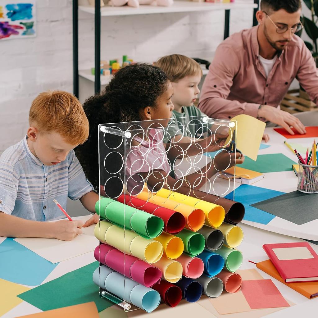 Wenqik 2 Pack Vinyl Storage Organizer 70 Holes Vinyl Roll Storage Acrylic Vinyl Roll Holder Easy To Assemble Vinyl Organizer Storage Craft for Room