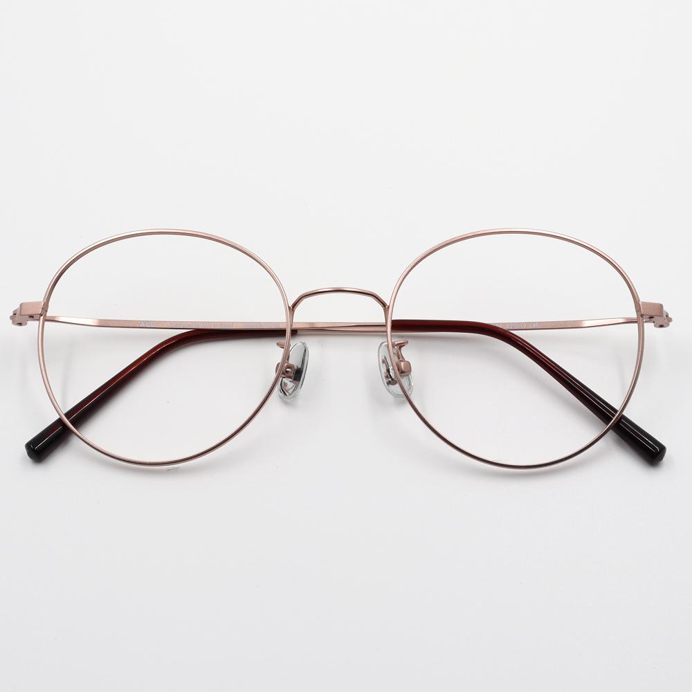Alloaiweeo [Alo Basic] Al8204 1414G Semi-Oversized Round Rose Gold Metal Glasses