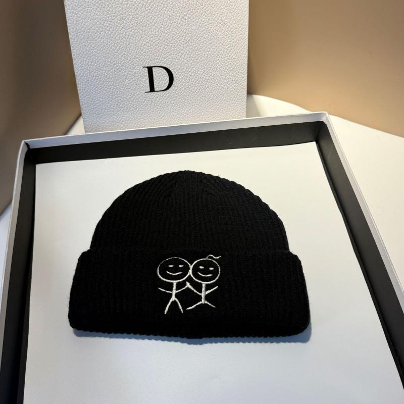 Winter Knit Beanie Women Cute Embroidered Warm Hat Same Style As Figure Outdoor Casual