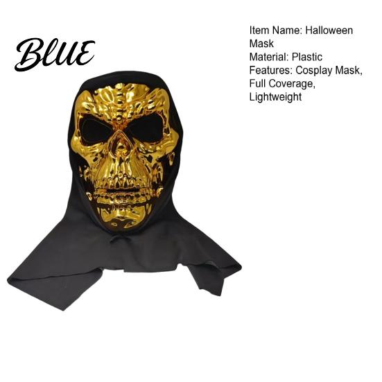 Comfortable Breathable Skeleton Design Black Skull with Mask Mask Halloween Mesh Eyes Dark Cool Cosplay Headscarf Mirror Texture for