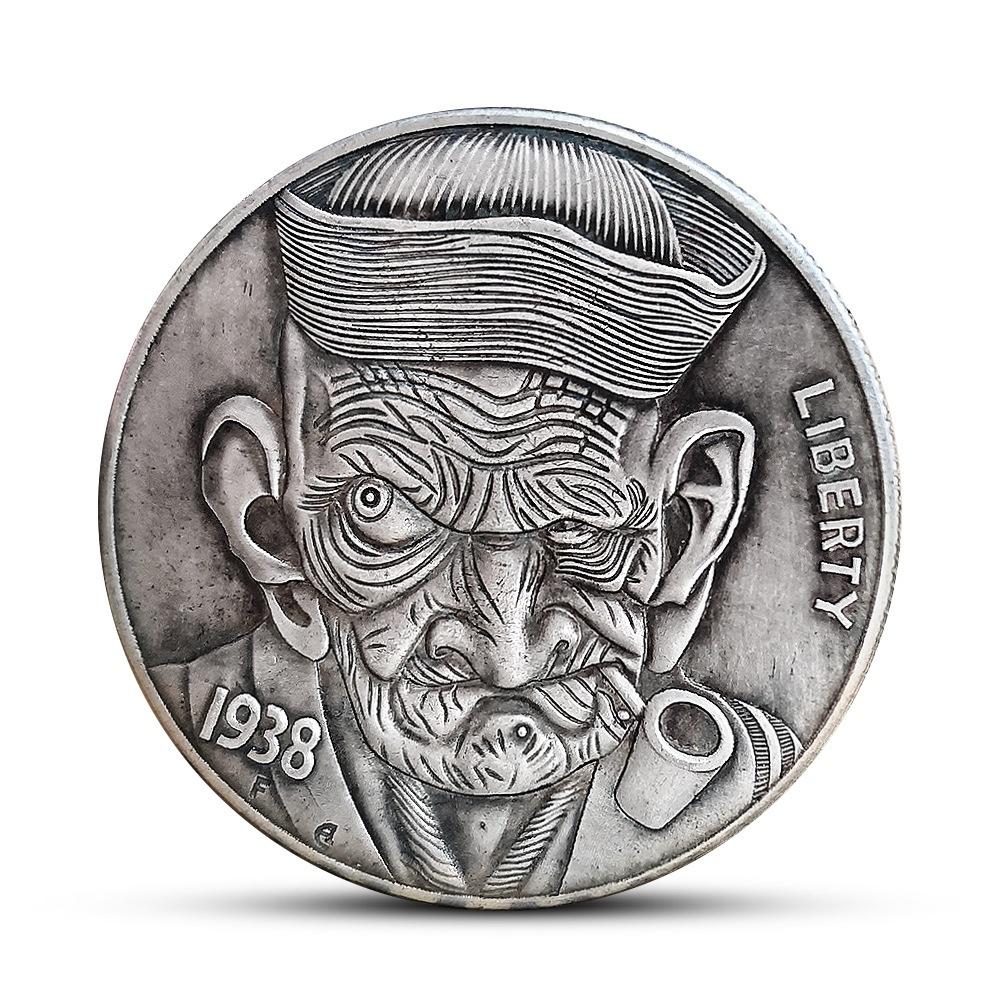 

Homeless coin, Hobo Nickel, Pipe Smoking Old Man, 1938, Ancient Coins, Collectibles, Foreign Coins, Carving Art, Christmas gift, Stocking stuffers
