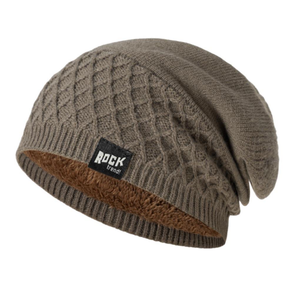 Keep Warm Pullover Cap Fleece Lined Winter Hats Simple Knitted Hats  Winter