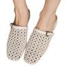 Sheepskin version~ 3cm thick heel slippers women's summer outer wear woven hollow breathable hole half drag fisherman sandals