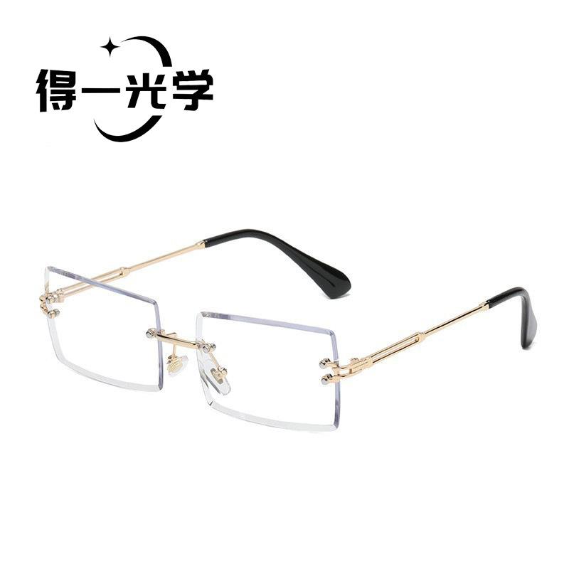 New diamond trimmed small frame rimless square sunglasses sunglasses sunglasses UV protection sunglasses